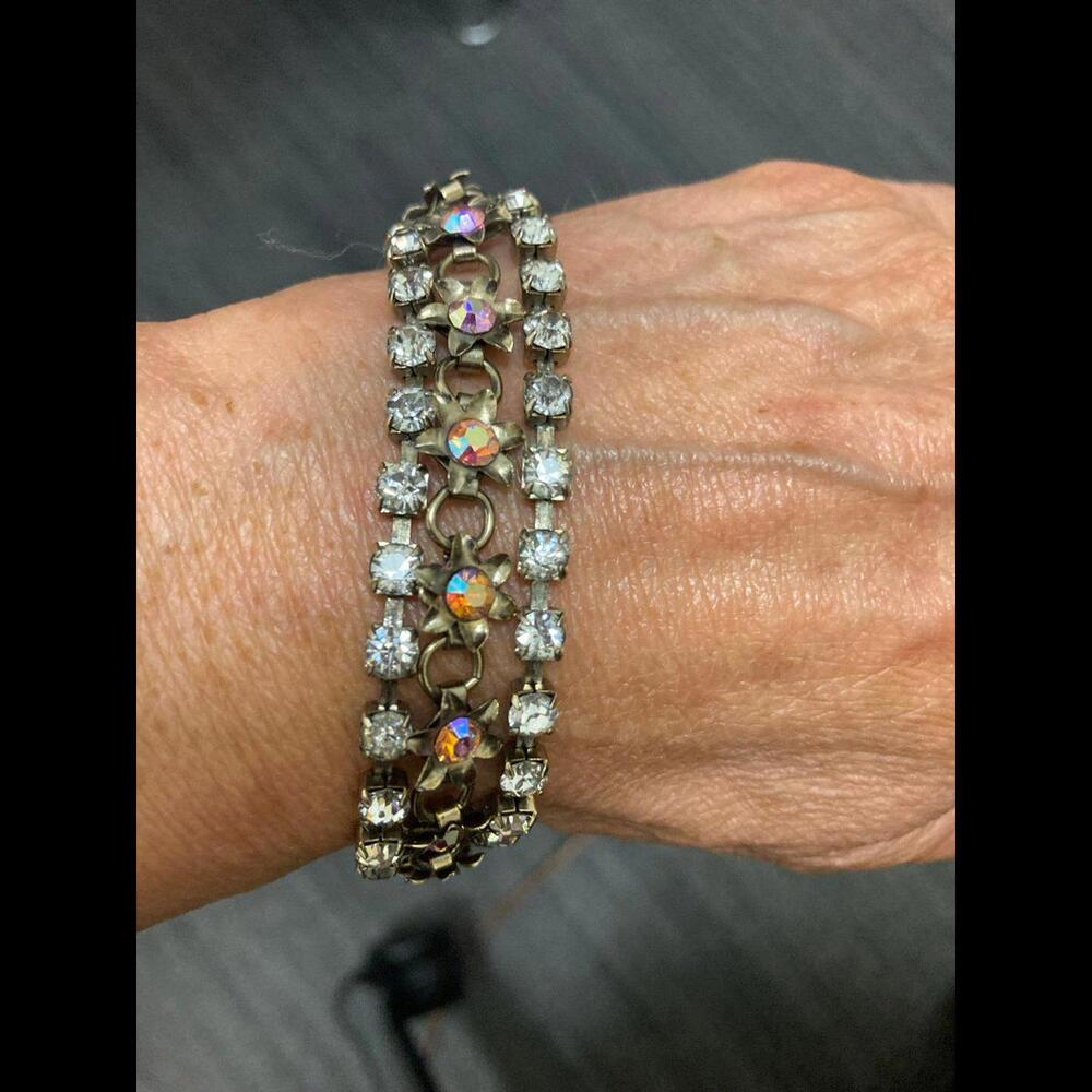 Triple Layered Pastel Rhinestone Bracelet - Picture 5 of 5